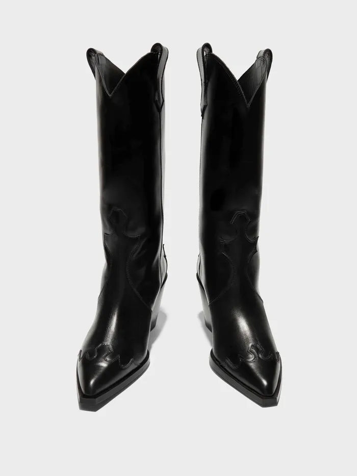 Women Aeyde ARIEL Black Leather Cowboy Boot Aeyde Ankle Boots
