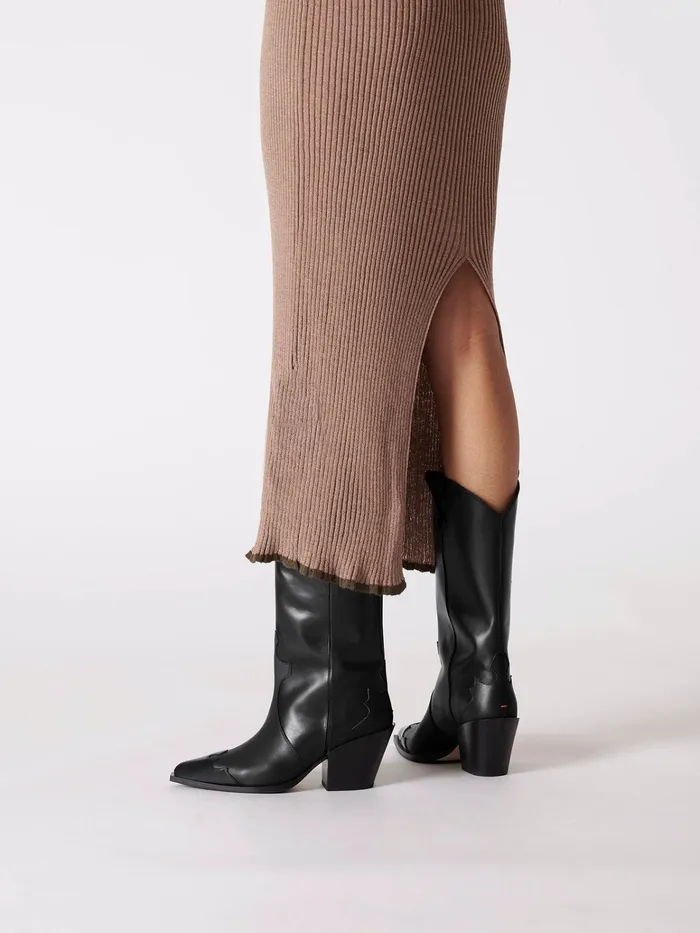 Women Aeyde ARIEL Black Leather Cowboy Boot Aeyde Ankle Boots