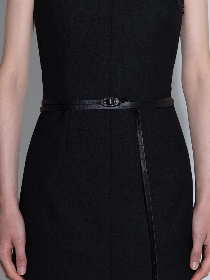Women Aeyde ELLIE BlackSilver Leather Belt Aeyde Belts