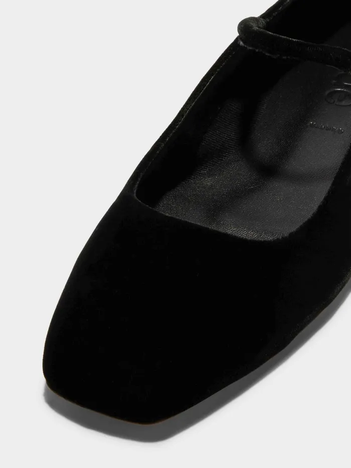 Women Aeyde UMA Black Velvet Mary Jane Flat Aeyde Flats