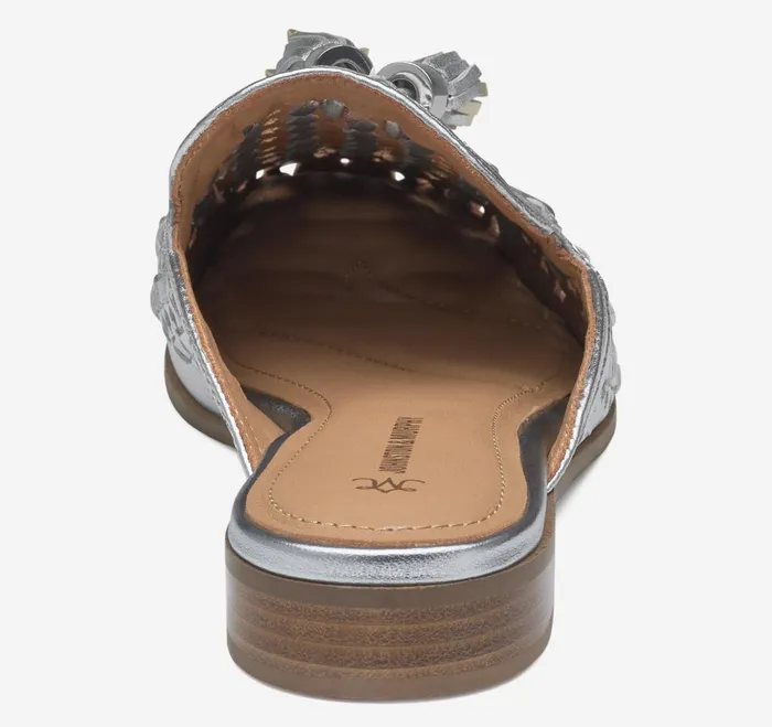 Women Ali Woven Tassel Mule Silver Metallic Sheepskin JohnstonandMurphy Mules and Loafers Women Ali Woven Tassel Mule Silver Metallic Sheepskin JohnstonandMurphy Mules and Loafers