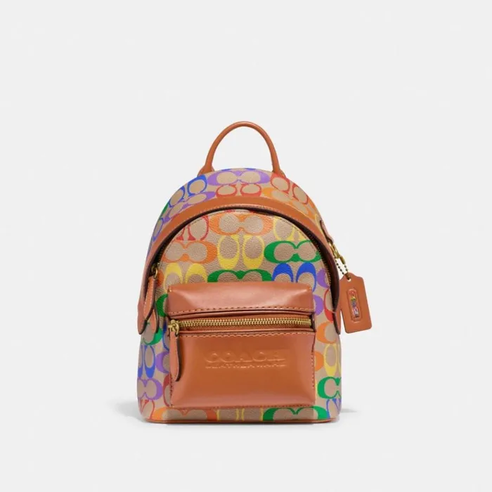 Women Backpacks Coach Charter Backpack 18 In Rainbow Signature Canvas Rainbow
