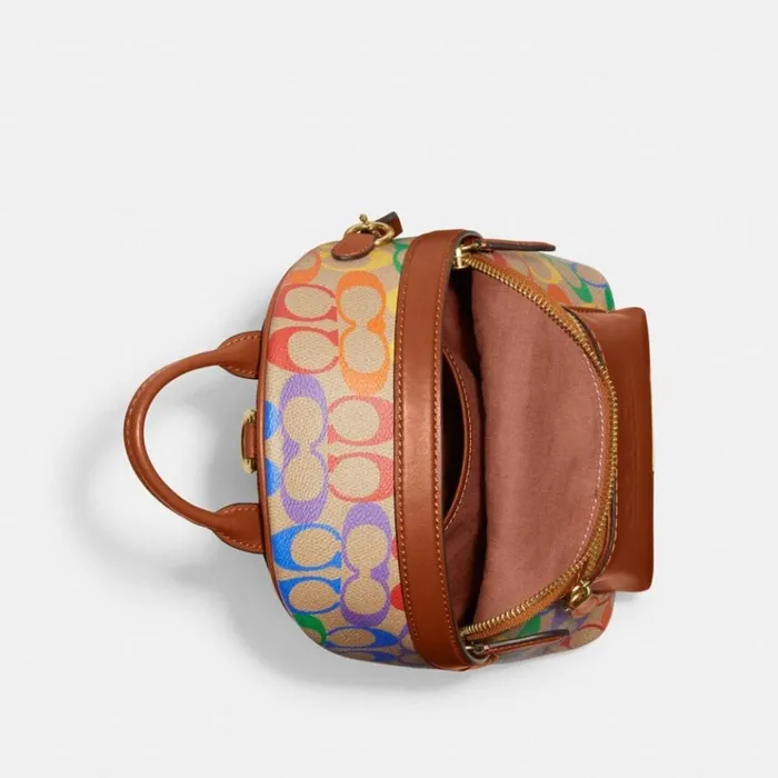 Women Backpacks Coach Charter Backpack 18 In Rainbow Signature Canvas Rainbow