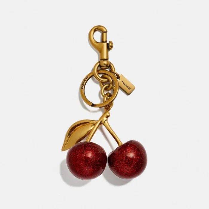 Women Bag Straps and Keychains Coach Cherry Bag Charm Brassred Apple