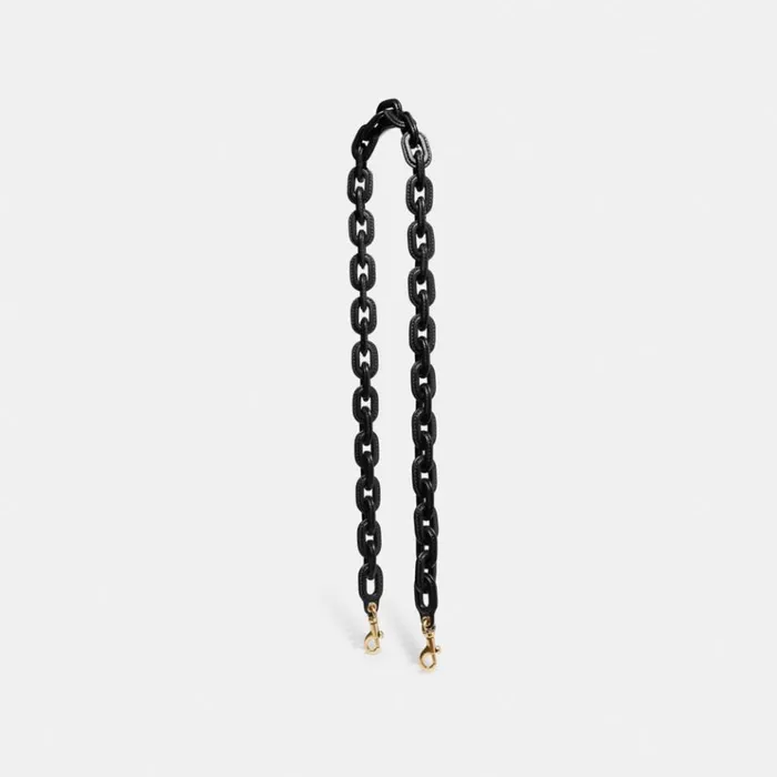 Women Bag Straps and Keychains Coach Leather Covered Chain Strap Brassblack
