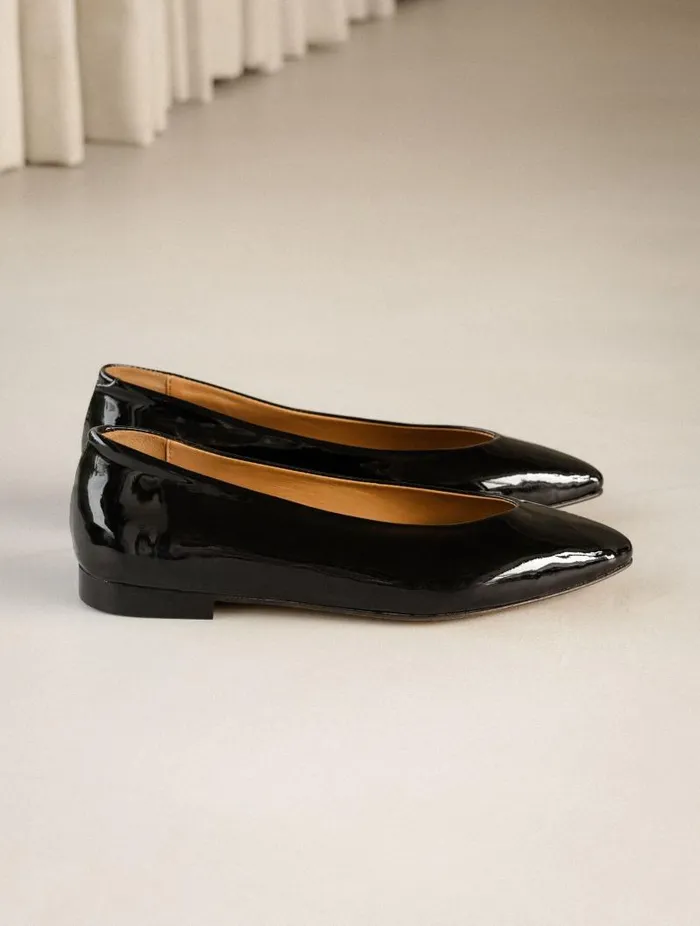 Women Ballet Flats Bobbies Alyssa Lacquered Black