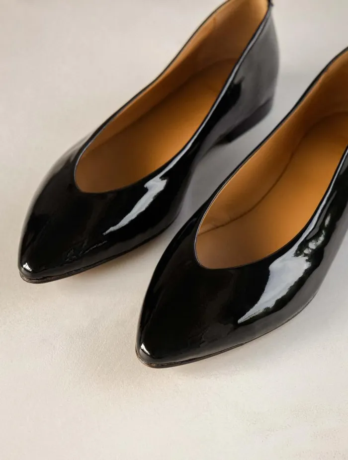 Women Ballet Flats Bobbies Alyssa Lacquered Black Women Ballet Flats Bobbies Alyssa Lacquered Black