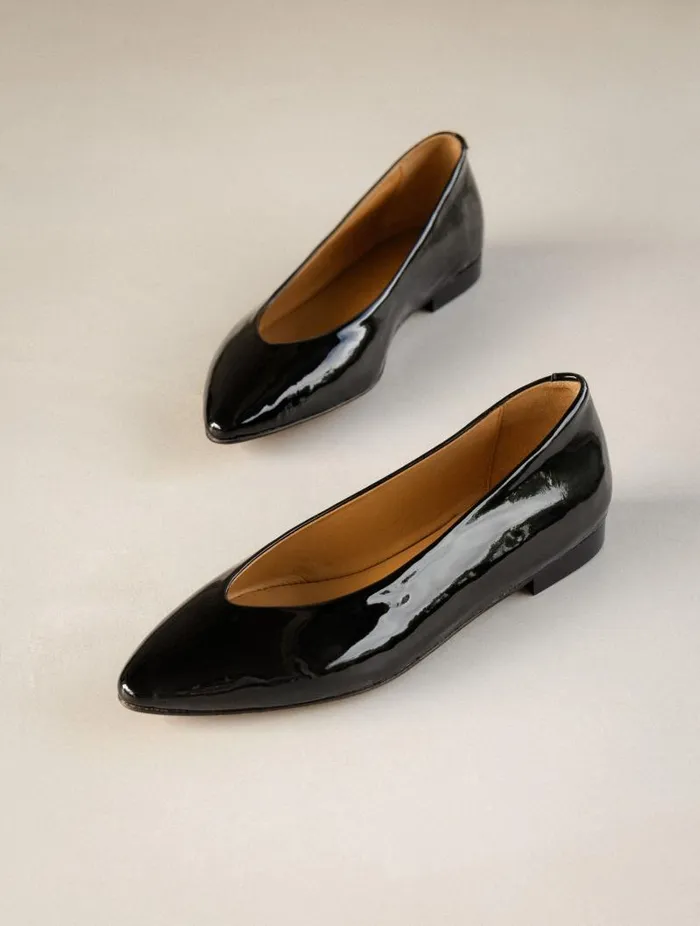 Women Ballet Flats Bobbies Alyssa Lacquered Black Women Ballet Flats Bobbies Alyssa Lacquered Black