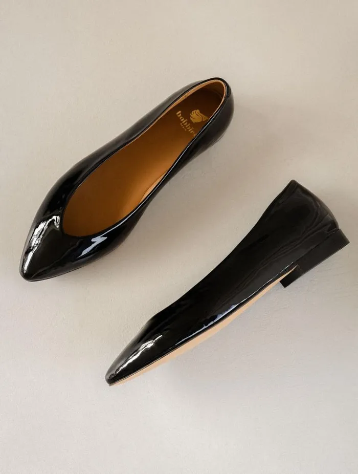 Women Ballet Flats Bobbies Alyssa Lacquered Black Women Ballet Flats Bobbies Alyssa Lacquered Black