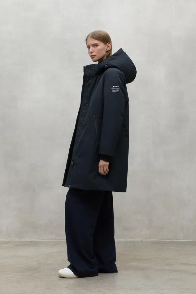 Women Black Glamour Coat Ecoalf Coats And Jackets