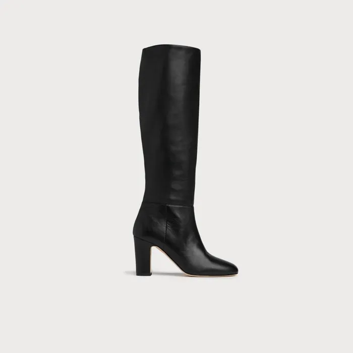 Women Boots LKBennett Kristen Black Leather Knee Boots Black