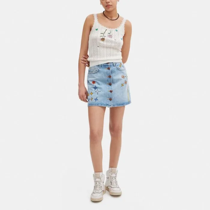 Women Bottoms Coach Coach X Observed By Us High Waist Denim Skirt Blue Multi Women Bottoms Coach Coach X Observed By Us High Waist Denim Skirt Blue Multi