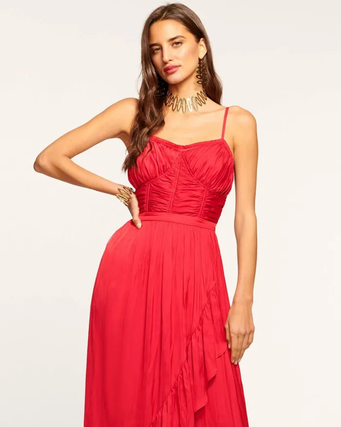 Women Braelyn Ruched Maxi Dress Soft Gold Ramy Brook Dresses