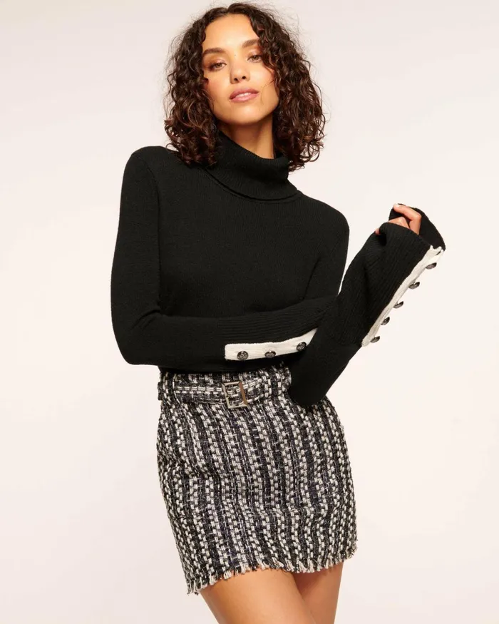 Women Brianna Colorblock Turtleneck Sweater Mulberry Ramy Brook Tops