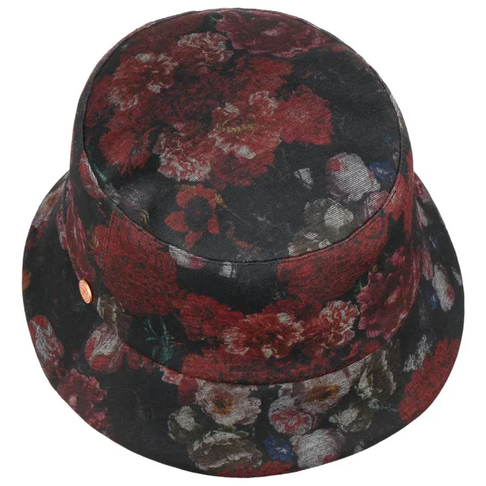 Women Bucket Hats Mayser Maite Flower Bucket Fabric Hat Blackburgundy Women Bucket Hats Mayser Maite Flower Bucket Fabric Hat Blackburgundy
