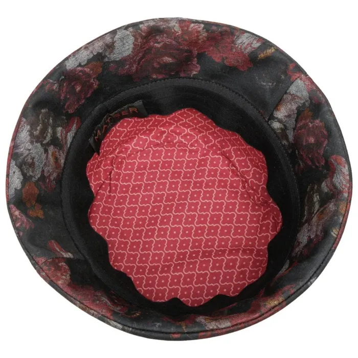 Women Bucket Hats Mayser Maite Flower Bucket Fabric Hat Blackburgundy Women Bucket Hats Mayser Maite Flower Bucket Fabric Hat Blackburgundy