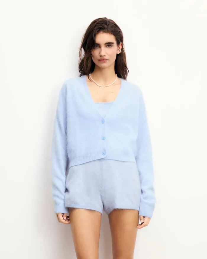 Women Cashmere Cardigans From Future Brushed Cardigan Sweater Baby Blue