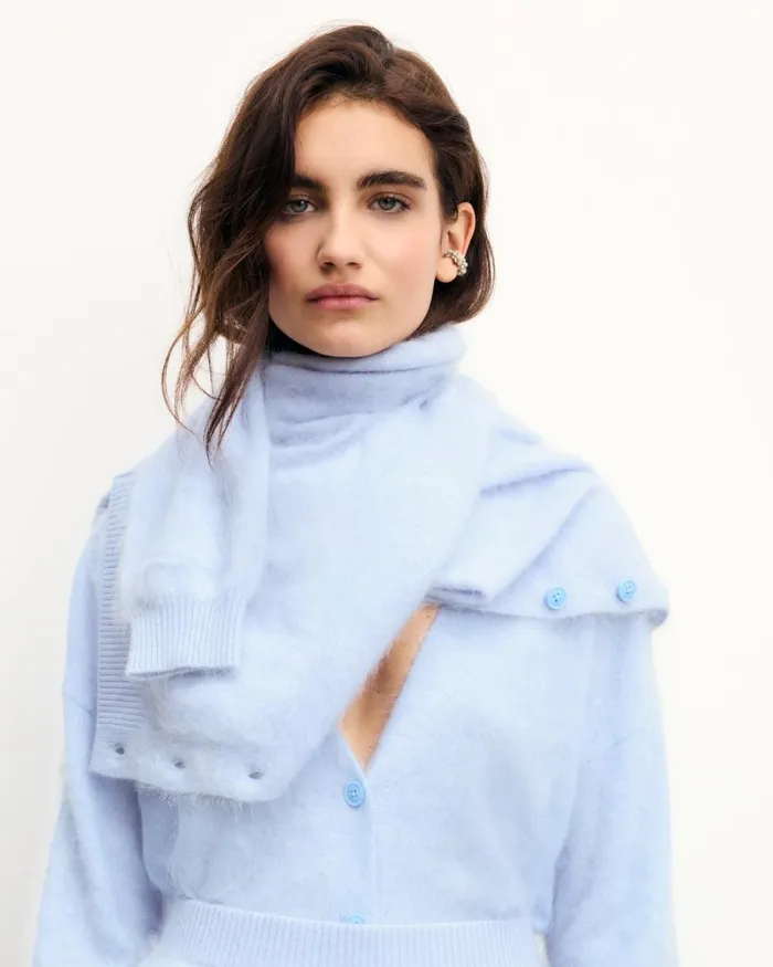 Women Cashmere Cardigans From Future Brushed Cardigan Sweater Baby Blue