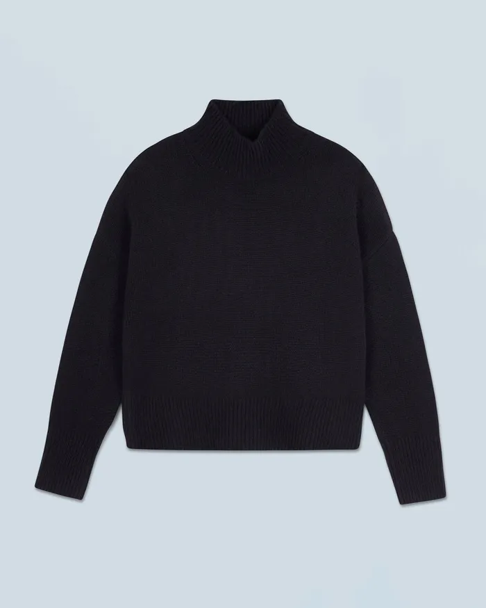 Women Cashmere Sweaters From Future Oversized Mock Neck Sweater Black