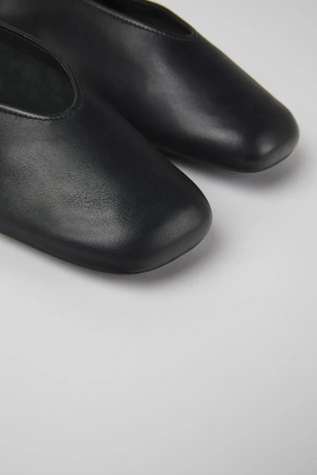 Women Casi Myra Black Leather Moccasins Camper Ballerinas