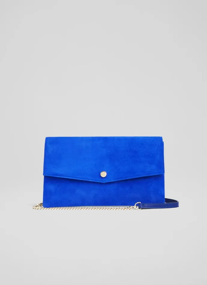 Women Clutch Bags LKBennett Layla Blue Suede Envelope Clutch Women Clutch Bags LKBennett Layla Blue Suede Envelope Clutch