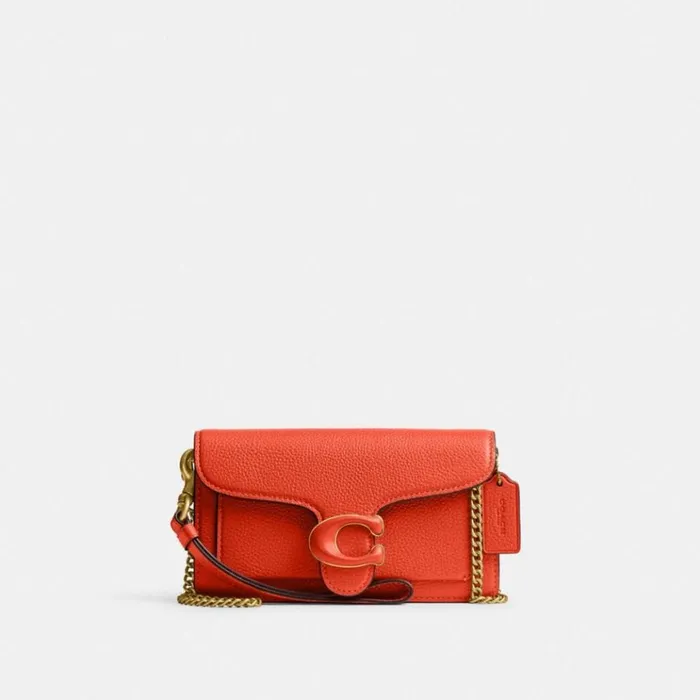 Women Clutches Coach Tabby Crossbody Wristlet Brasssun Orange