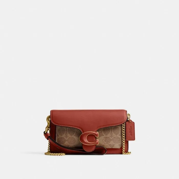 Women Clutches Coach Tabby Crossbody Wristlet In Signature Canvas Brasstanrust
