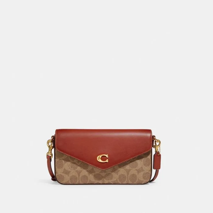 Women Clutches Coach Wyn Crossbody In Signature Canvas Brasstanrust