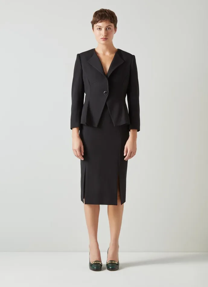 Women Coats and Jackets LKBennett Sky Black Crepe Jacket With LENZING ECOVERO Viscose Black