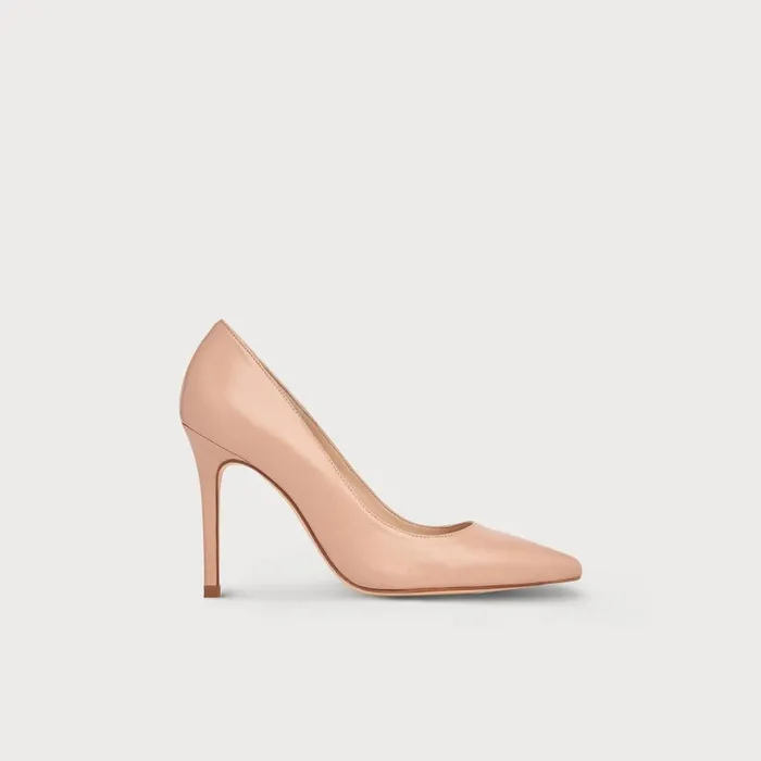 Women Court Shoes LKBennett Fern Beige Leather Pointed Toe Courts Beige