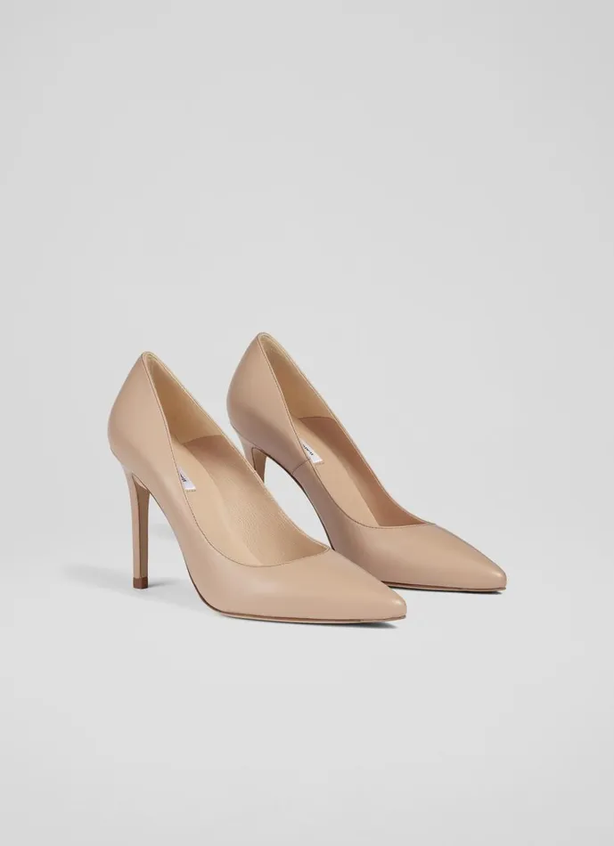 Women Court Shoes LKBennett Fern Beige Leather Pointed Toe Courts Beige Women Court Shoes LKBennett Fern Beige Leather Pointed Toe Courts Beige