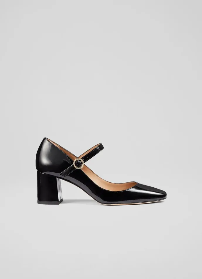 Women Court Shoes LKBennett Winter Black Patent Leather Mary Janes Black