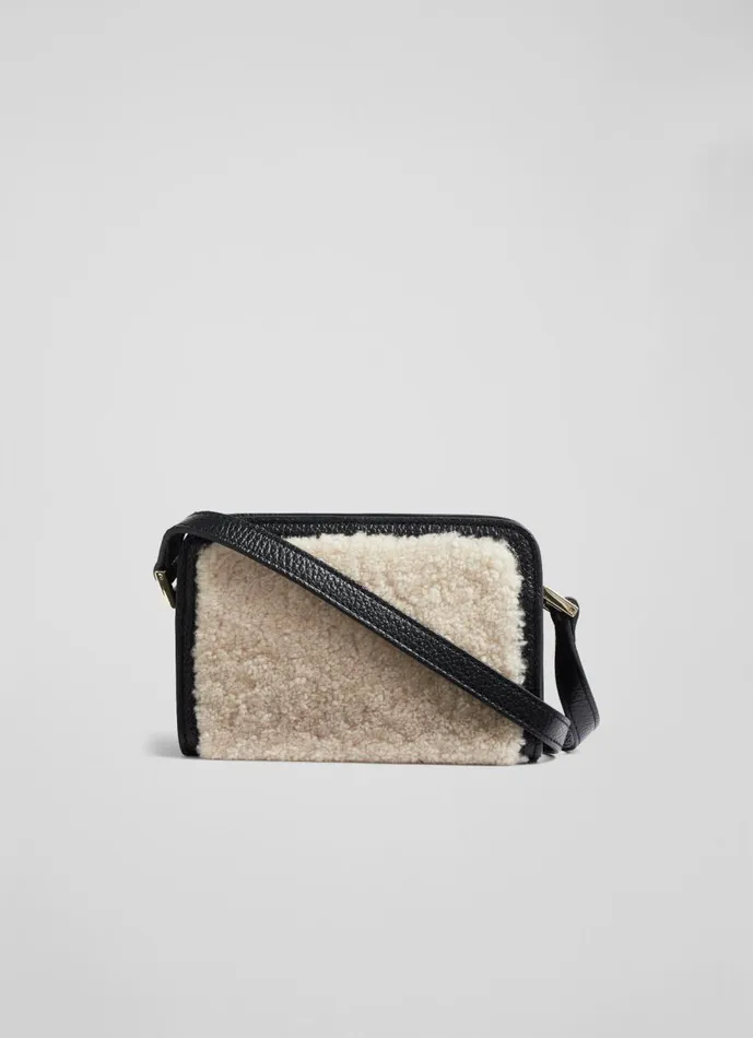 Women CrossBody Bags LKBennett Ginny Black Leather And Shearling Crossbody Bag Women CrossBody Bags LKBennett Ginny Black Leather And Shearling Crossbody Bag
