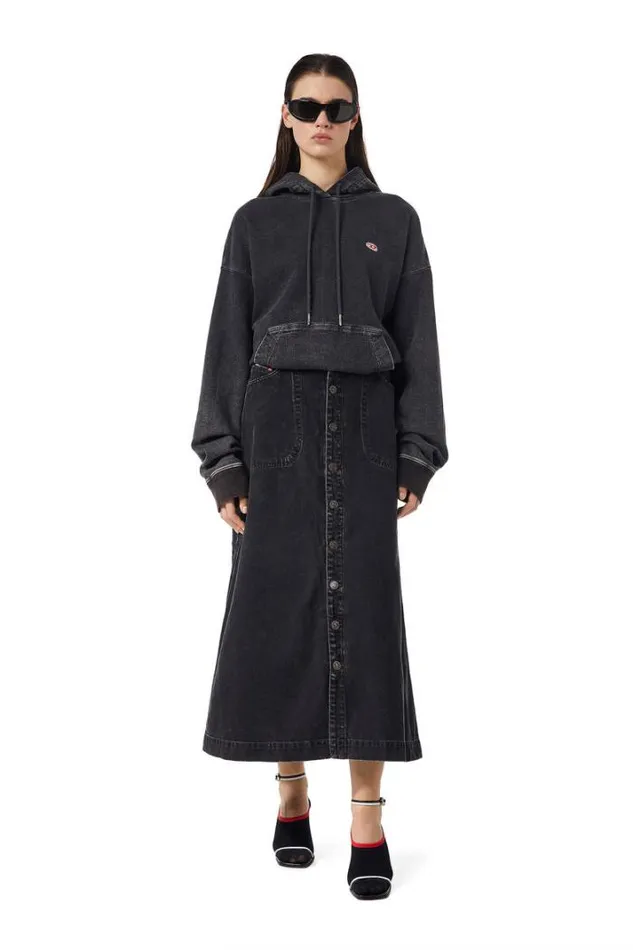 Women DeAlbusL ALine Long Skirt Blackdark Grey Diesel Skirts