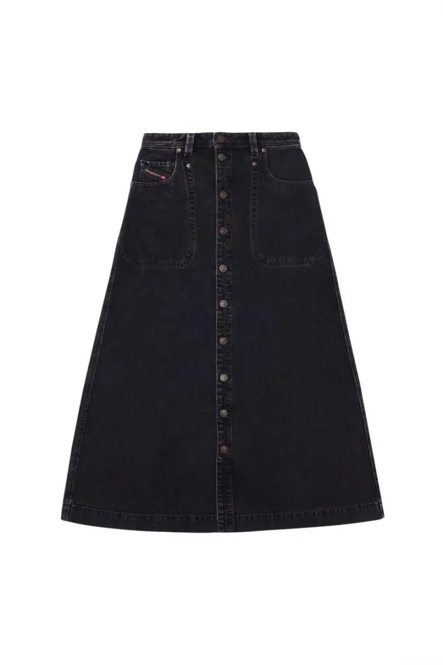 Women DeAlbusL ALine Long Skirt Blackdark Grey Diesel Skirts Women DeAlbusL ALine Long Skirt Blackdark Grey Diesel Skirts
