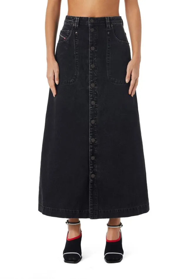 Women DeAlbusL ALine Long Skirt Blackdark Grey Diesel Skirts Women DeAlbusL ALine Long Skirt Blackdark Grey Diesel Skirts