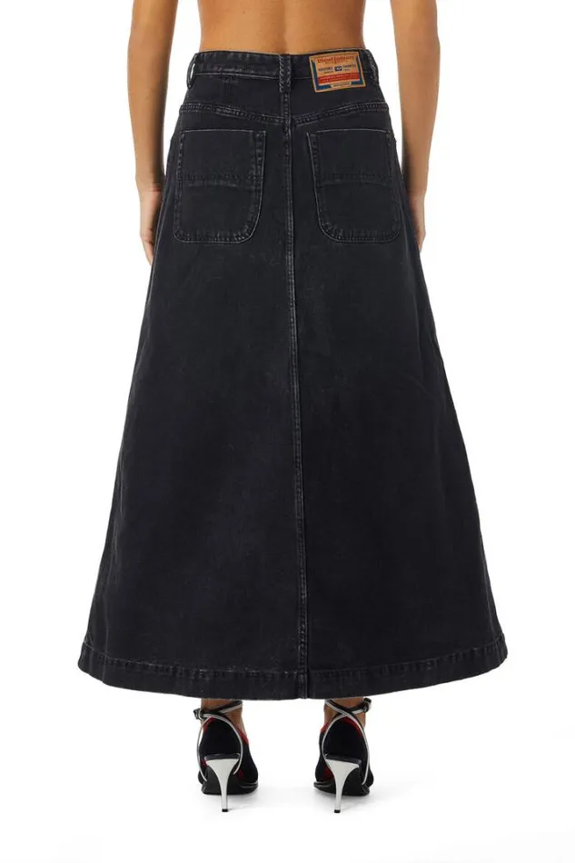 Women DeAlbusL ALine Long Skirt Blackdark Grey Diesel Skirts Women DeAlbusL ALine Long Skirt Blackdark Grey Diesel Skirts