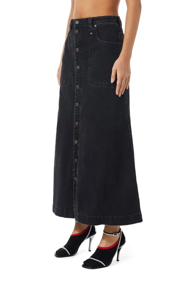 Women DeAlbusL ALine Long Skirt Blackdark Grey Diesel Skirts Women DeAlbusL ALine Long Skirt Blackdark Grey Diesel Skirts