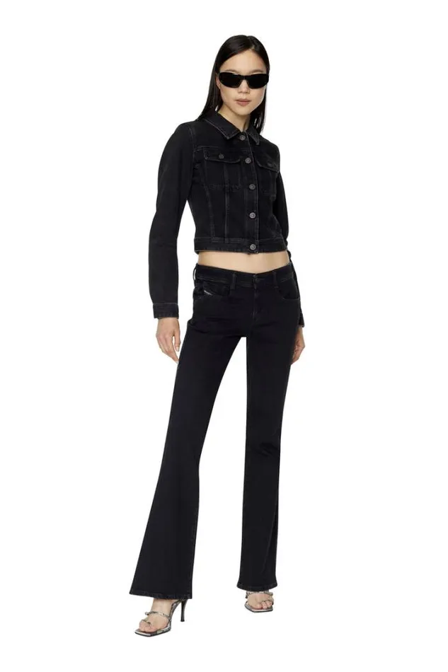 Women DeSlimmy Trucker Jacket Blackdark Grey Diesel Outerwear And Jackets