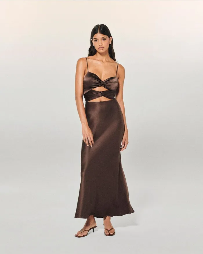 Women Dresses and Jumpsuits From Future Naia Long Strap Dress Chocolate