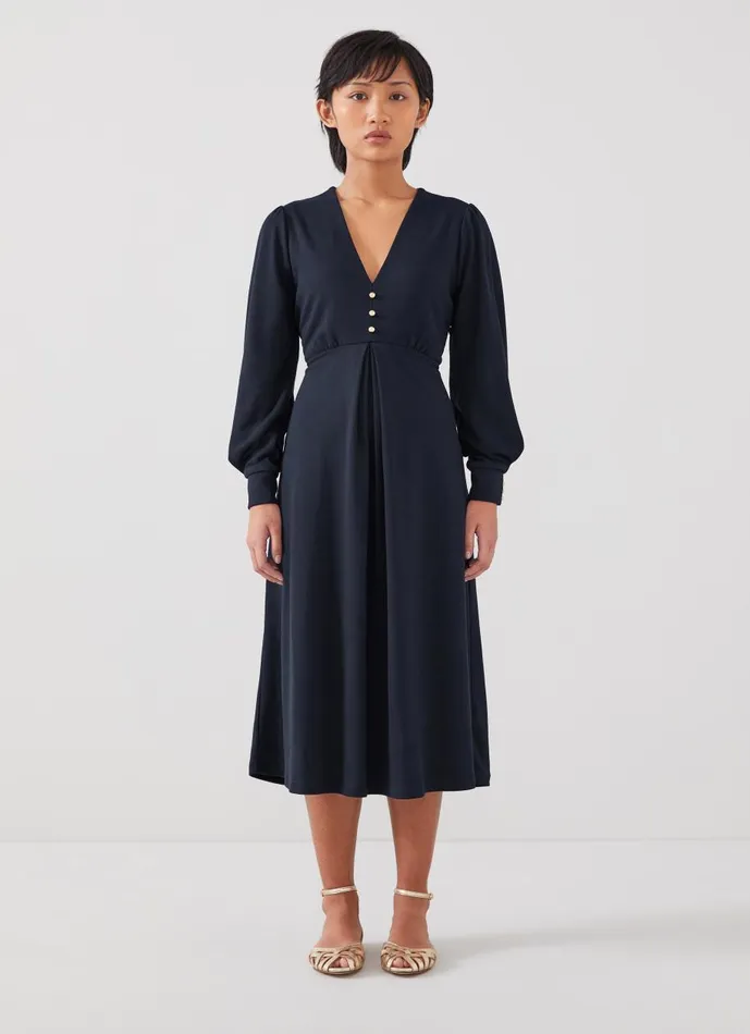 Women Dresses LKBennett Jenny Petite Navy Dress With LENZING ECOVERO Viscose Navy