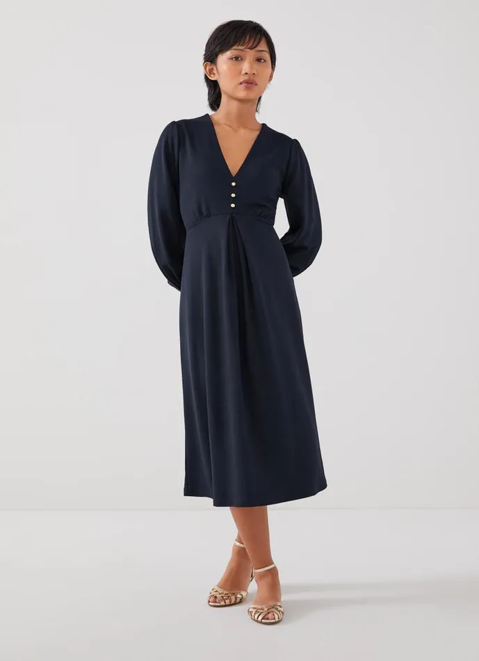 Women Dresses LKBennett Jenny Petite Navy Dress With LENZING ECOVERO Viscose Navy