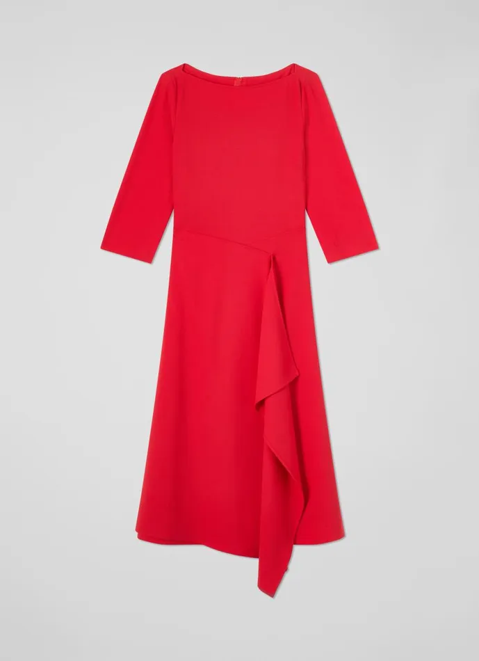 Women Dresses LKBennett Lena Red Crepe Fit And Flare Dress Aurora Red Women Dresses LKBennett Lena Red Crepe Fit And Flare Dress Aurora Red