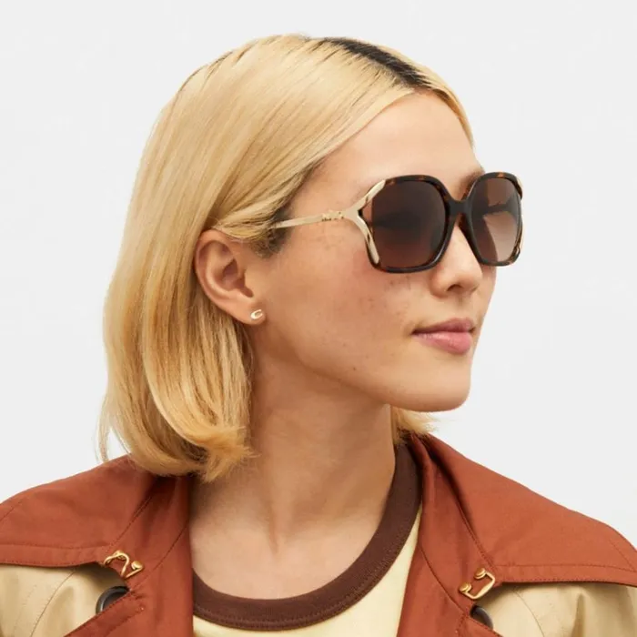 Women Eyewear Coach Oversized Horse And Carriage Sunglasses Dark Tortoise