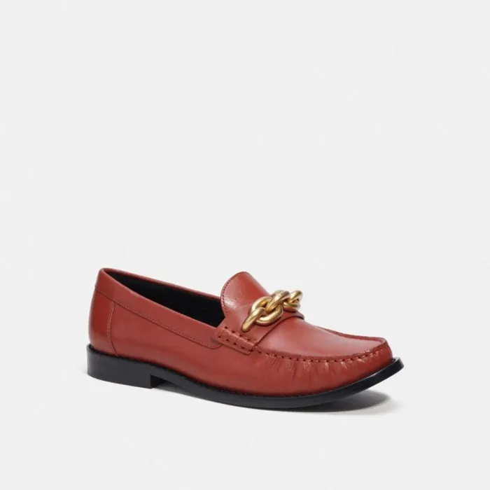 Women Flats and Loafers Coach Jess Loafer Rust