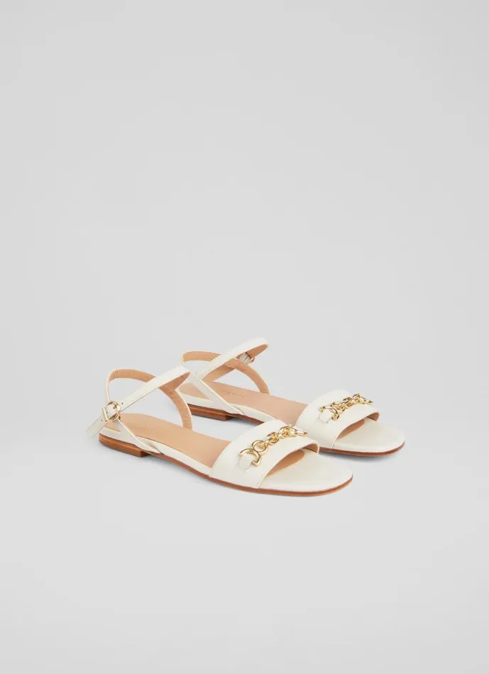 Women Flats LKBennett Kelly Cream Leather SnaffleDetail Flat Sandals Ecru Women Flats LKBennett Kelly Cream Leather SnaffleDetail Flat Sandals Ecru