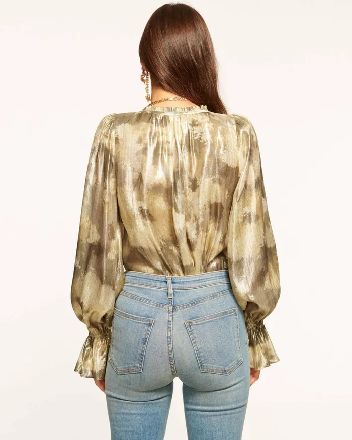 Women Giselle Long Sleeve Top Gold Watercolor Ramy Brook Tops Women Giselle Long Sleeve Top Gold Watercolor Ramy Brook Tops