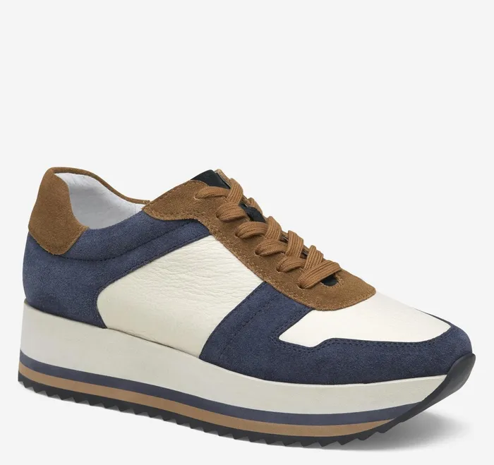 Women Gracie Colorblock LaceUp Navy Suedebone Calfskin JohnstonandMurphy Sneakers