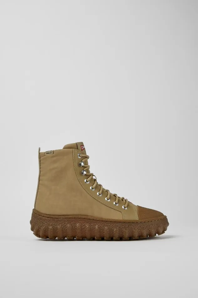 Women Ground MICHELIN Beige Textile And Leather Ankle Boots Camper Ankle Boots Women Ground MICHELIN Beige Textile And Leather Ankle Boots Camper Ankle Boots