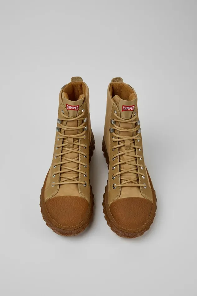 Women Ground MICHELIN Beige Textile And Leather Ankle Boots Camper Ankle Boots Women Ground MICHELIN Beige Textile And Leather Ankle Boots Camper Ankle Boots